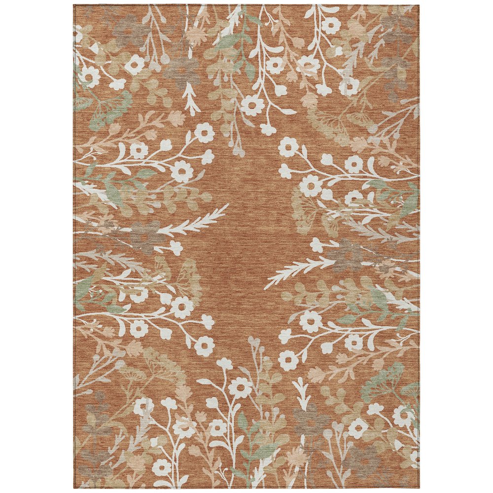 Machine Washable Indoor/Outdoor Chantille ACN2334 Orange 8' x 10' Rug. Picture 1