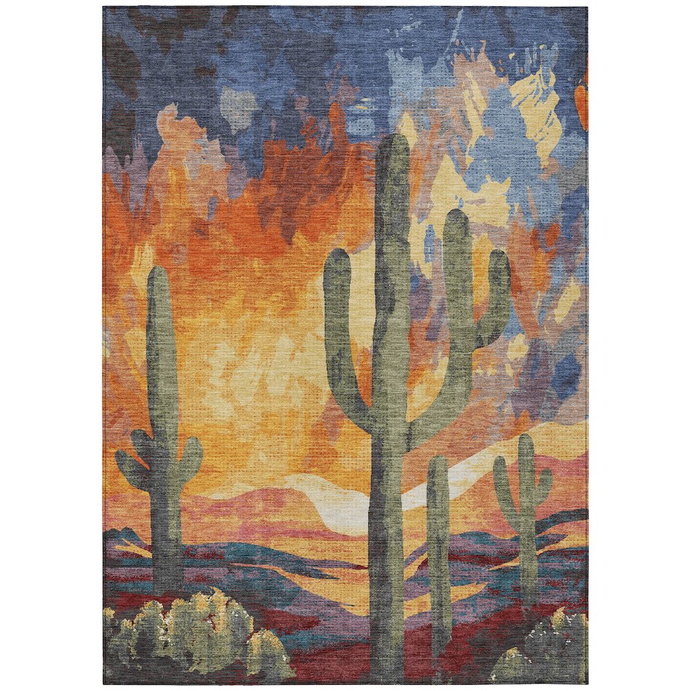 Machine Washable Indoor/Outdoor Chantille ACN2337 Orange 8' x 10' Rug. Picture 1