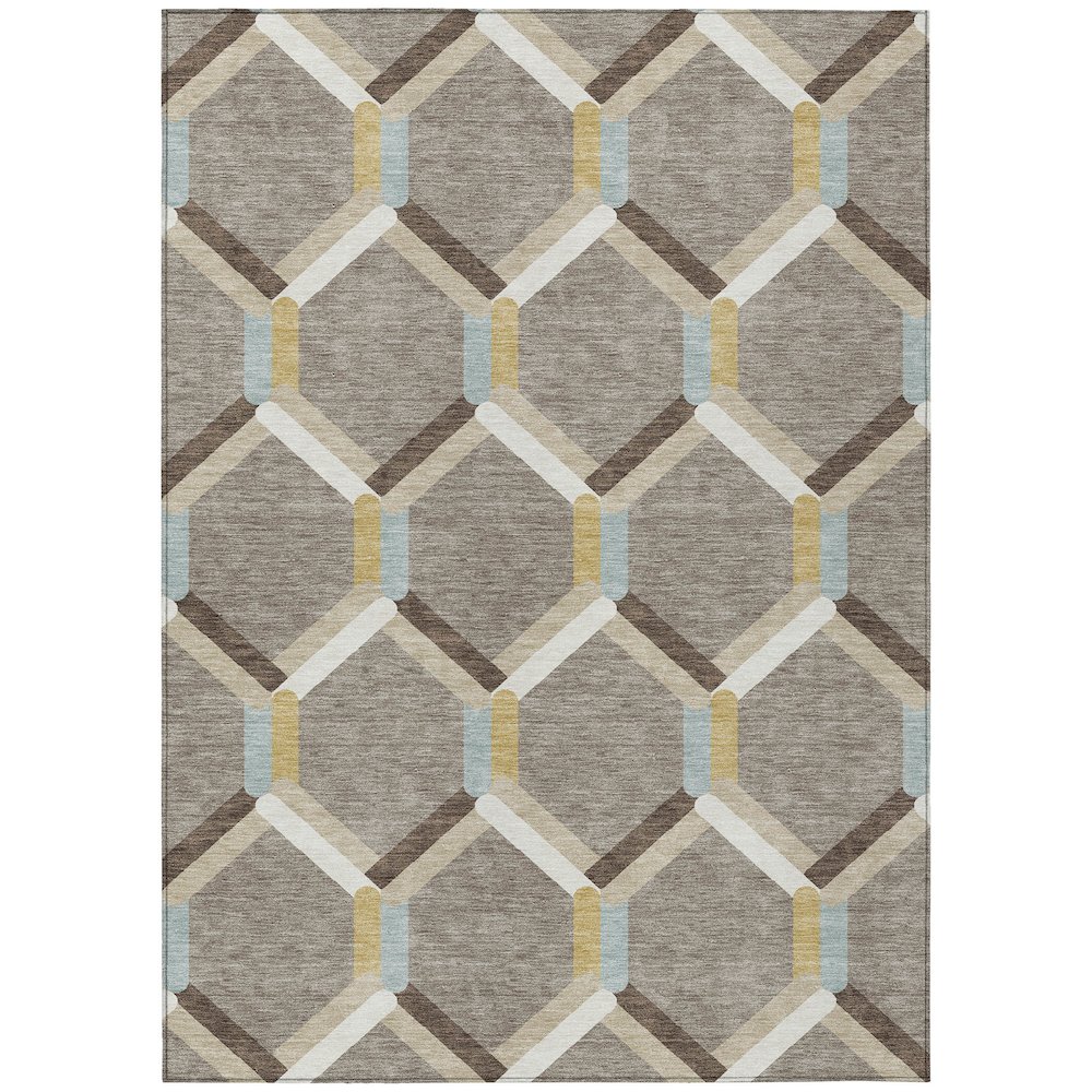 Machine Washable Indoor/Outdoor Chantille ACN2343 Brown 8' x 10' Rug. Picture 1
