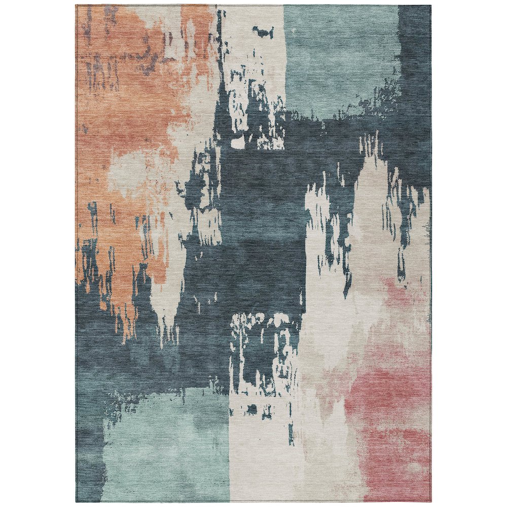 Machine Washable Indoor/Outdoor Chantille ACN2347 Teal 8' x 10' Rug. Picture 1