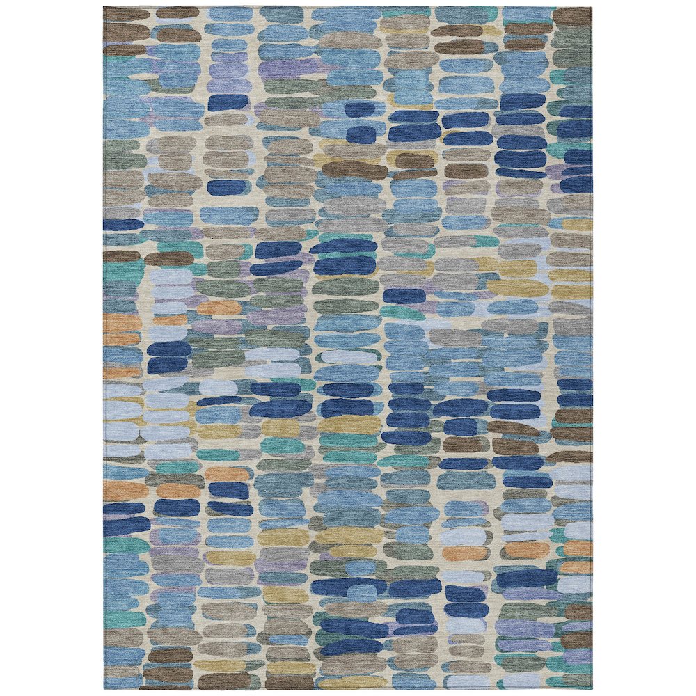 Machine Washable Indoor/Outdoor Chantille ACN2349 Blue 8' x 10' Rug. Picture 1