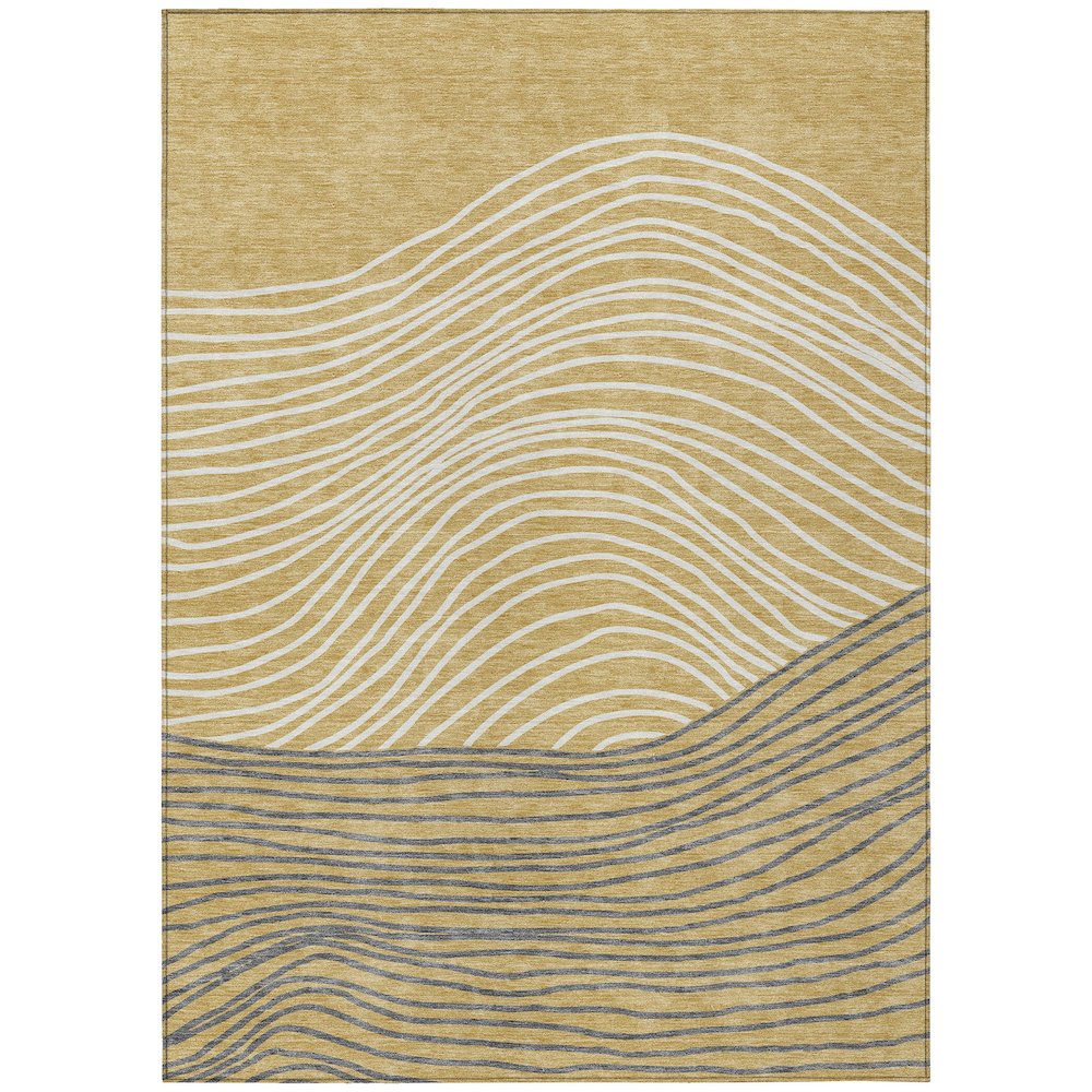 Machine Washable Indoor/Outdoor Chantille ACN2350 Gold 8' x 10' Rug. Picture 1
