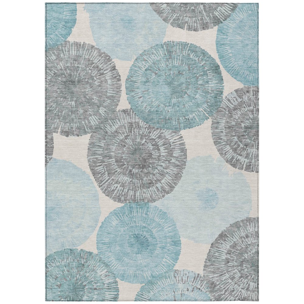 Machine Washable Indoor/Outdoor Chantille ACN2351 Teal 8' x 10' Rug. Picture 1