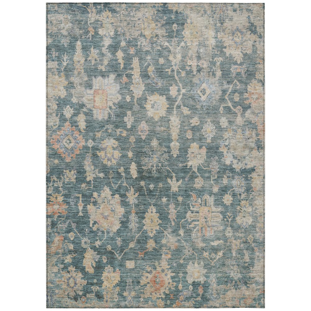 Machine Washable Indoor/Outdoor Chantille ACN2355 Teal 8' x 10' Rug. Picture 1