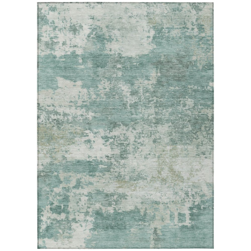 Machine Washable Indoor/Outdoor Chantille ACN2366 Teal 8' x 10' Rug. Picture 1
