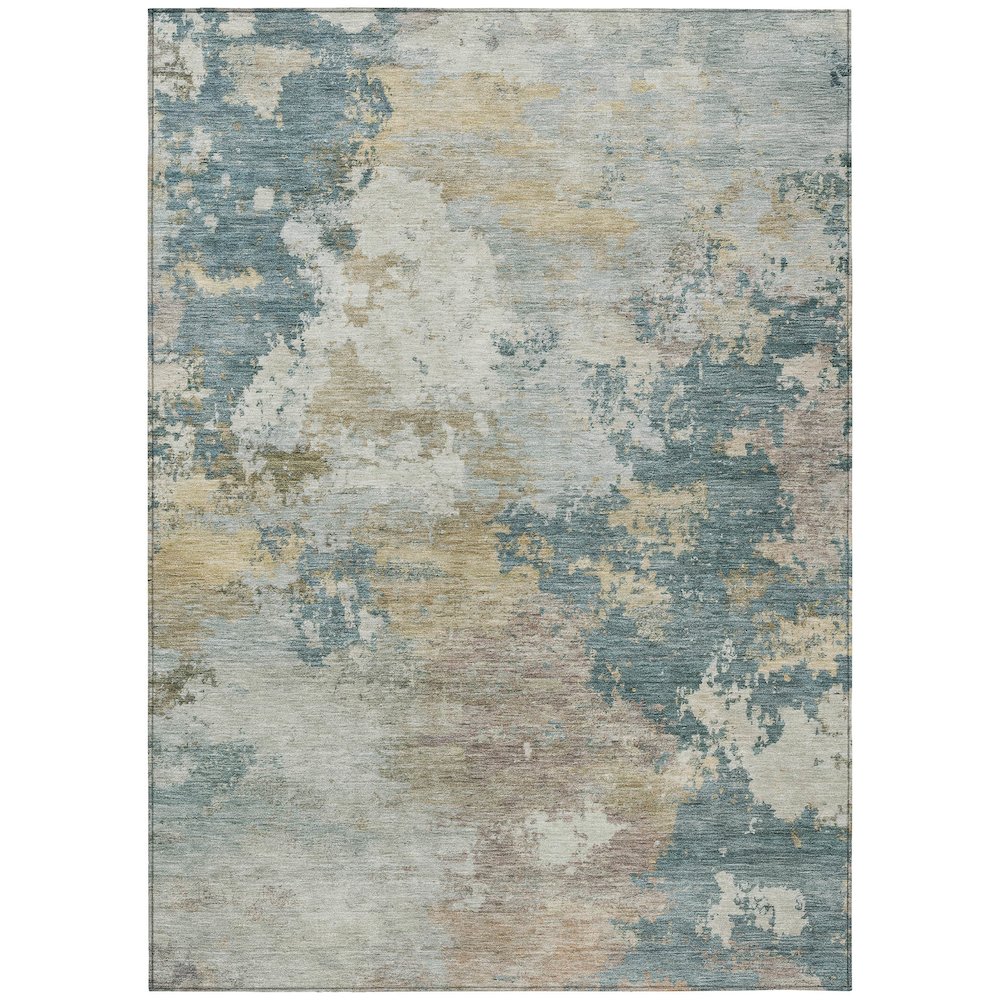 Machine Washable Indoor/Outdoor Chantille ACN2367 Teal 8' x 10' Rug. Picture 1