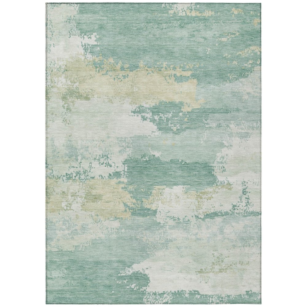 Machine Washable Indoor/Outdoor Chantille ACN2372 Teal 8' x 10' Rug. Picture 1