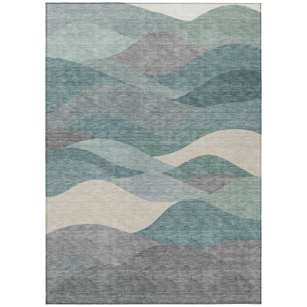 Machine Washable Indoor/Outdoor Chantille ACN2378 Teal 8' x 10' Rug. Picture 1