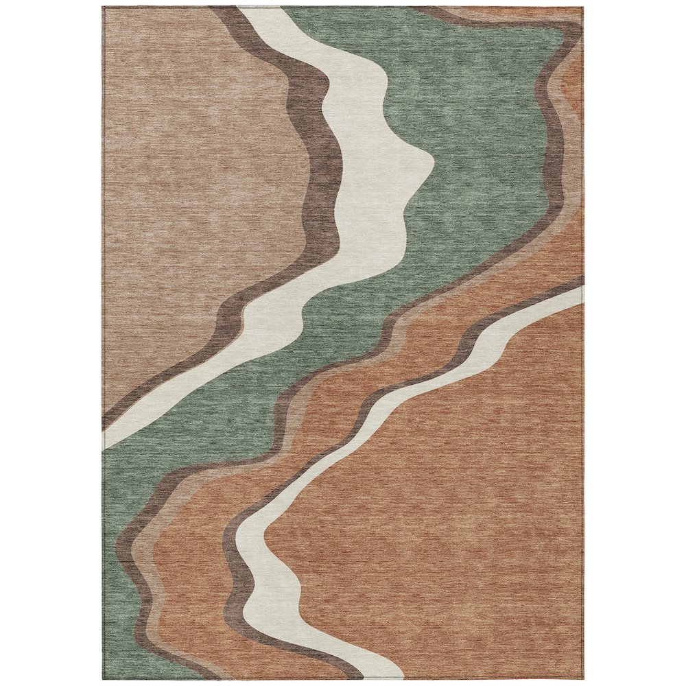 Machine Washable Indoor/Outdoor Chantille ACN2386 Orange 8' x 10' Rug. Picture 1