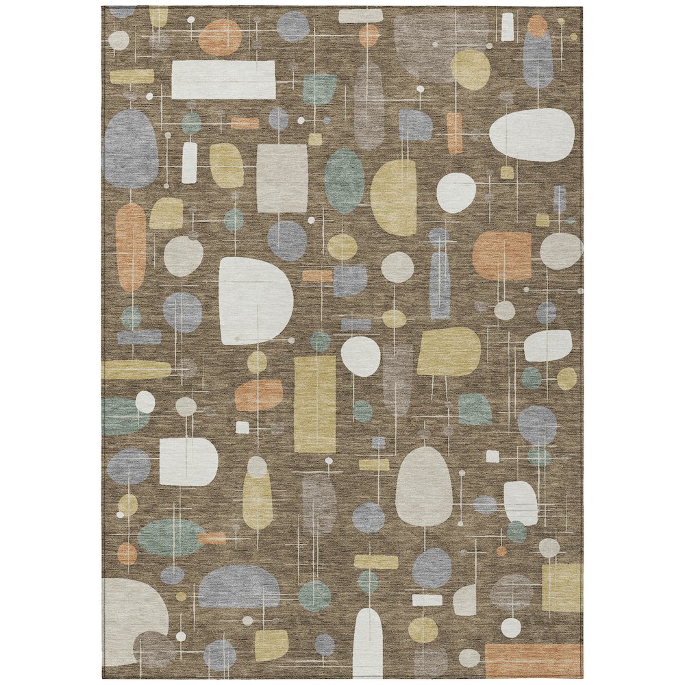 Machine Washable Indoor/Outdoor Chantille ACN2393 Brown 8' x 10' Rug. Picture 1