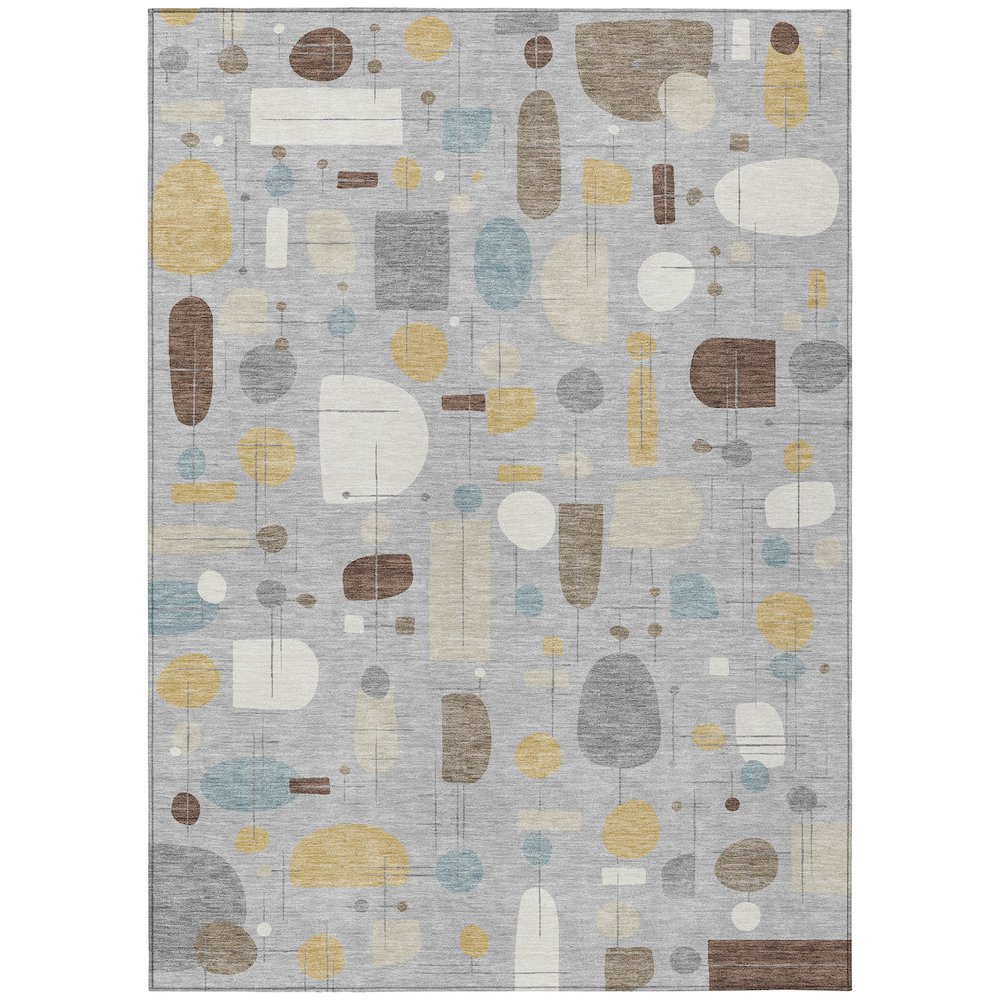 Machine Washable Indoor/Outdoor Chantille ACN2393 Gray 8' x 10' Rug. Picture 1