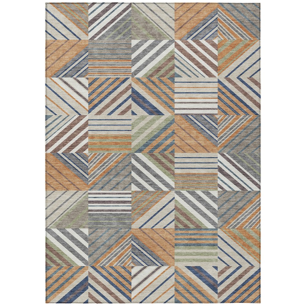Machine Washable Indoor/Outdoor Chantille ACN2399 Orange 8' x 10' Rug. Picture 1