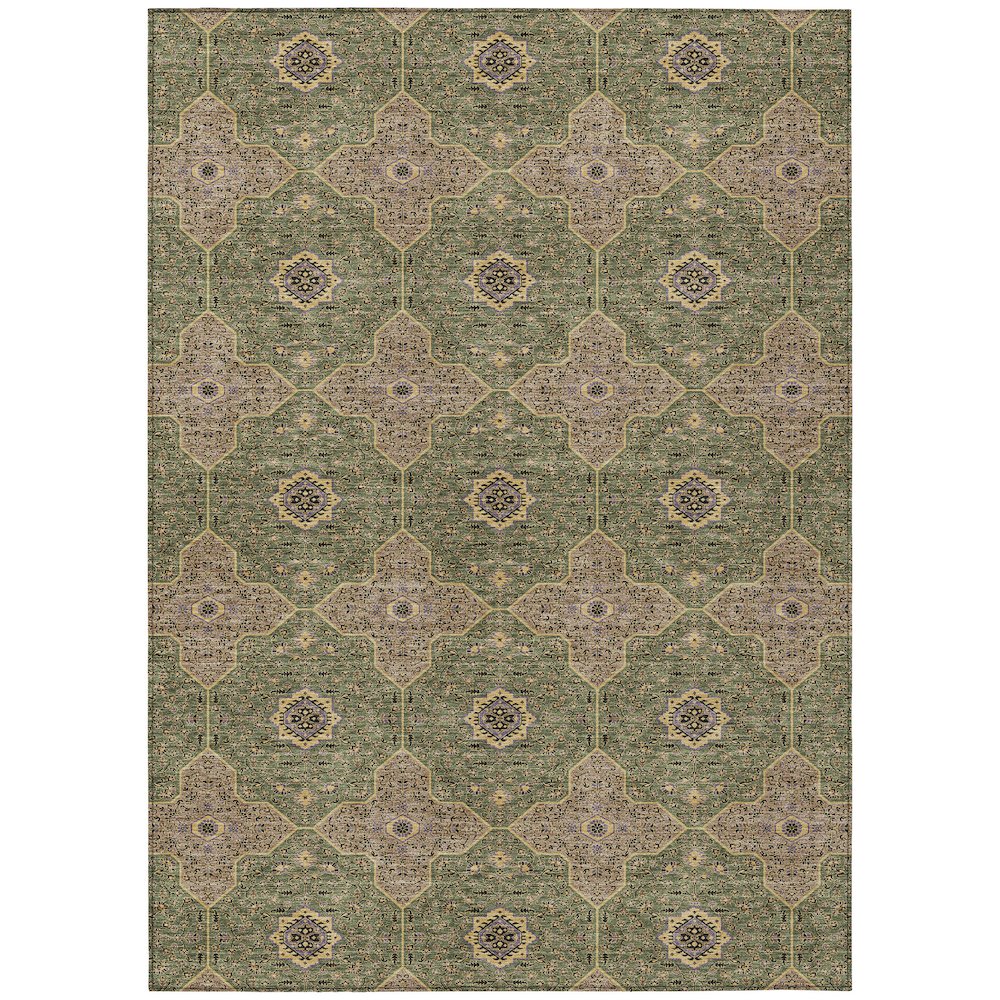 Machine Washable Indoor/Outdoor Chantille ACN2410 Green 8' x 10' Rug. Picture 1