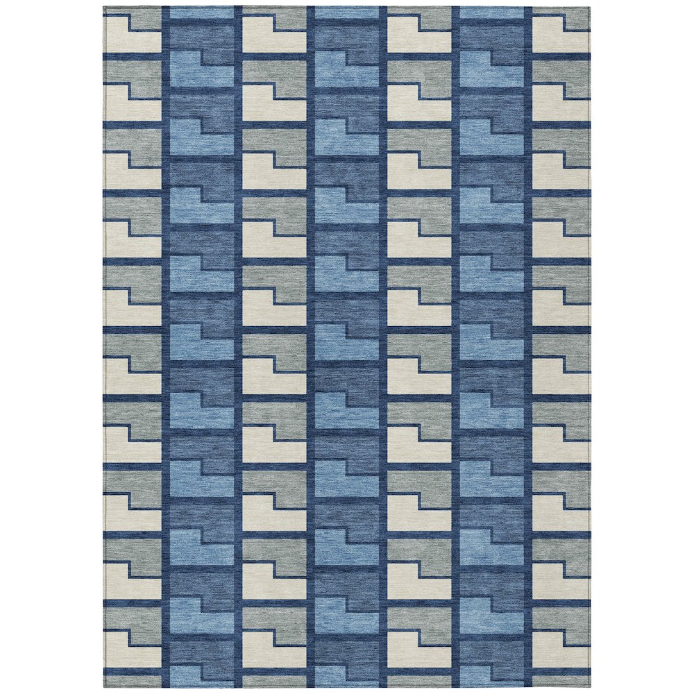 Machine Washable Indoor/Outdoor Chantille ACN2417 Blue 8' x 10' Rug. Picture 1
