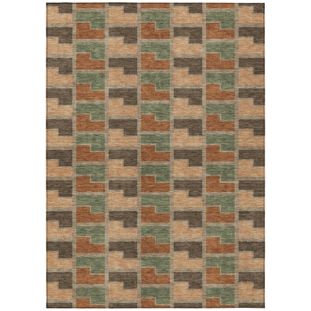 Machine Washable Indoor/Outdoor Chantille ACN2417 Orange 8' x 10' Rug. Picture 1