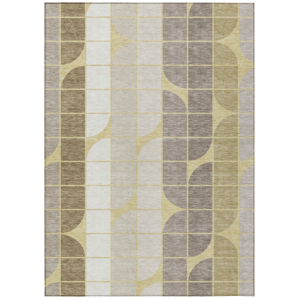 Machine Washable Indoor/Outdoor Chantille ACN2418 Gold 8' x 10' Rug. Picture 1