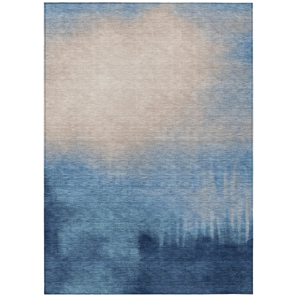 Machine Washable Indoor/Outdoor Chantille ACN2420 Blue 8' x 10' Rug. Picture 1