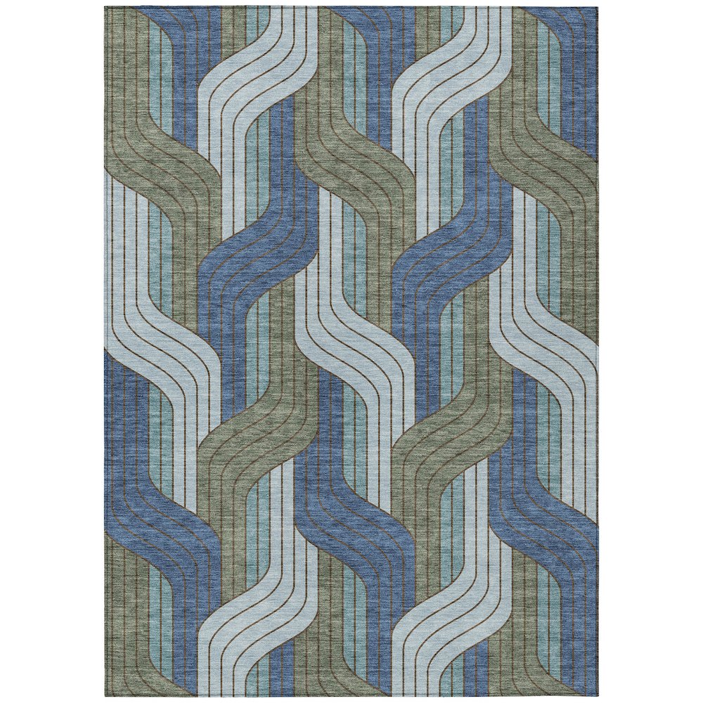 Machine Washable Indoor/Outdoor Chantille ACN2422 Blue 8' x 10' Rug. Picture 1