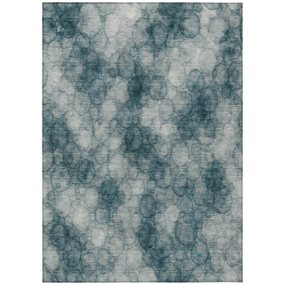 Machine Washable Indoor/Outdoor Chantille ACN2424 Teal 8' x 10' Rug. Picture 1