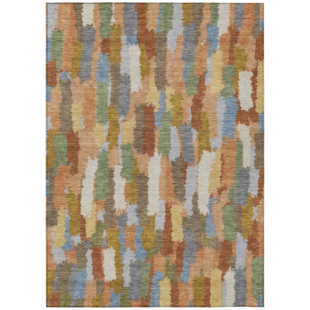 Machine Washable Indoor/Outdoor Chantille ACN2437 Orange 8' x 10' Rug. Picture 1