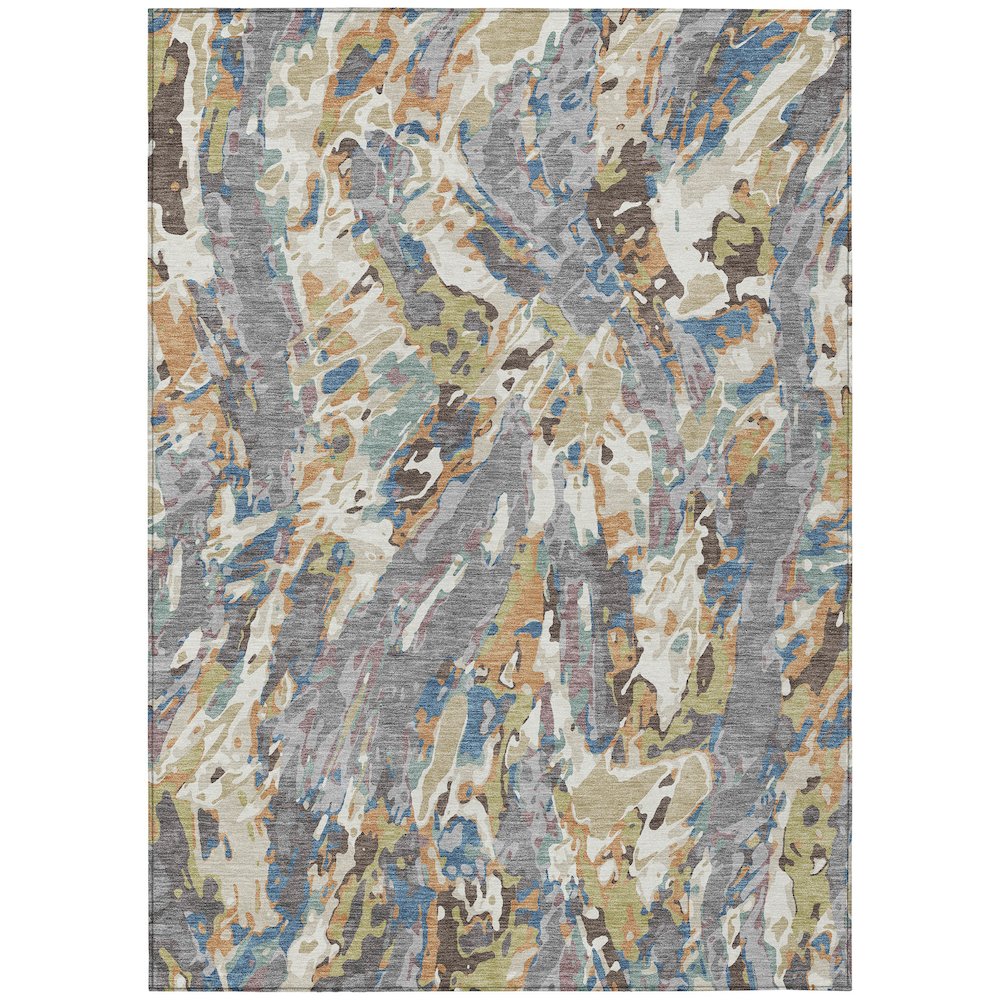 Machine Washable Indoor/Outdoor Chantille ACN2441 Gray 8' x 10' Rug. Picture 1