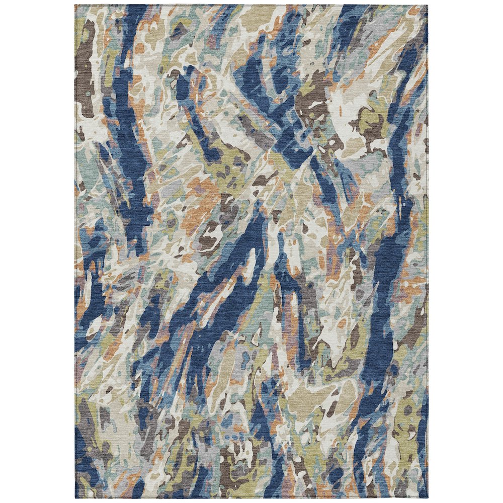 Machine Washable Indoor/Outdoor Chantille ACN2441 Blue 8' x 10' Rug. Picture 1