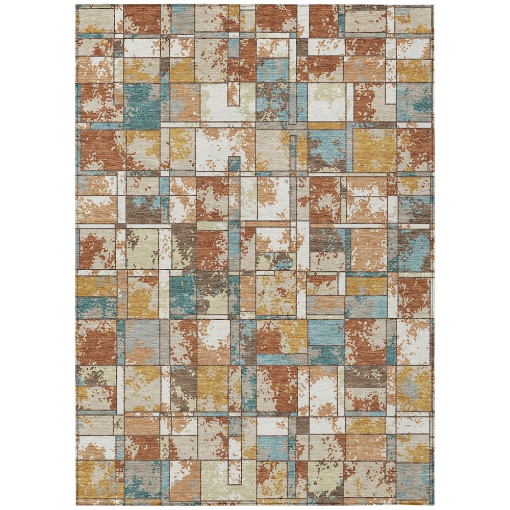 Machine Washable Indoor/Outdoor Chantille ACN2442 Orange 8' x 10' Rug. Picture 1