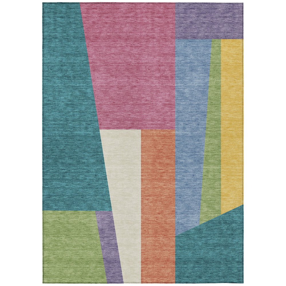 Machine Washable Indoor/Outdoor Chantille ACN2446 Teal 8' x 10' Rug. Picture 1