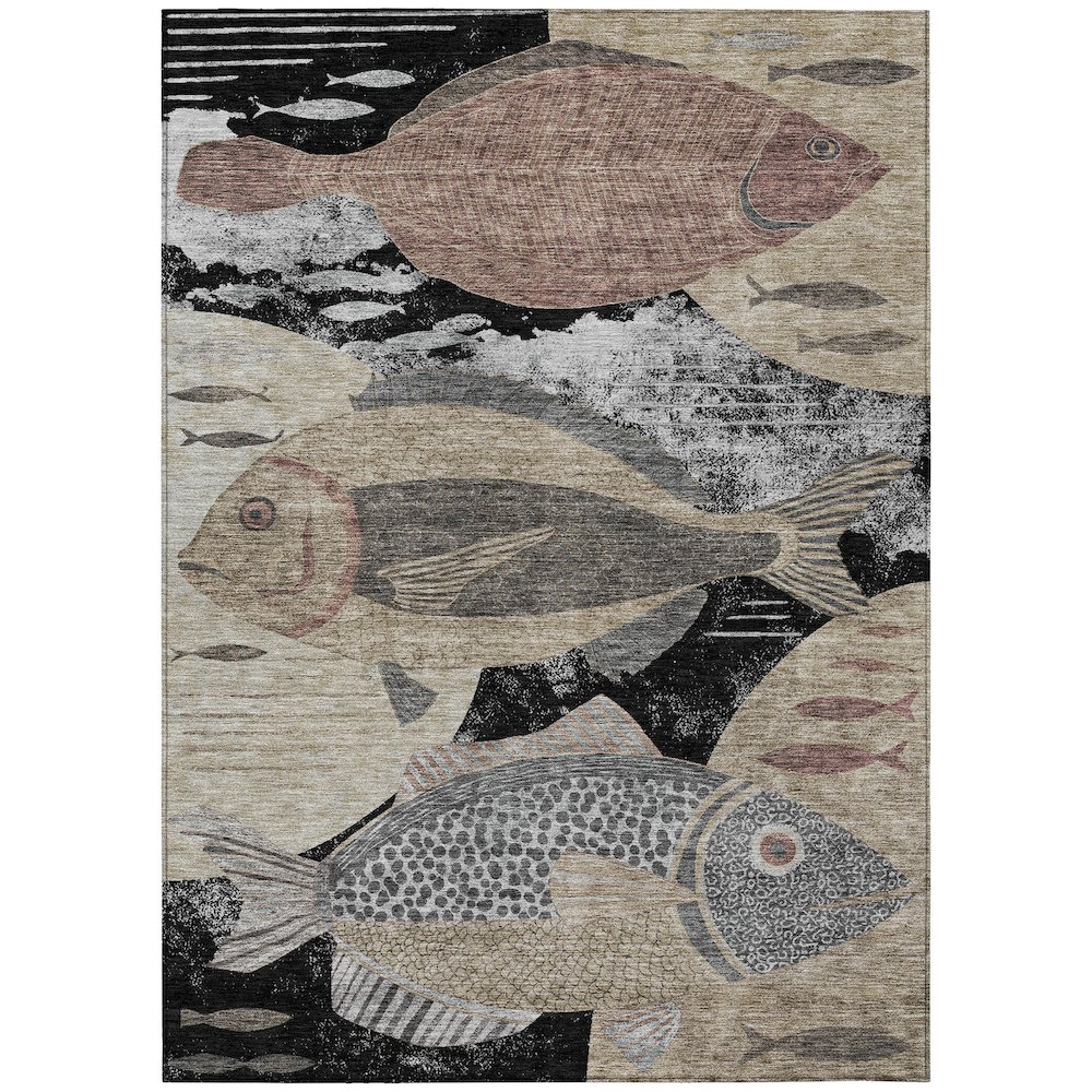 Machine Washable Indoor/Outdoor Chantille ACN2447 Black 8' x 10' Rug. Picture 1