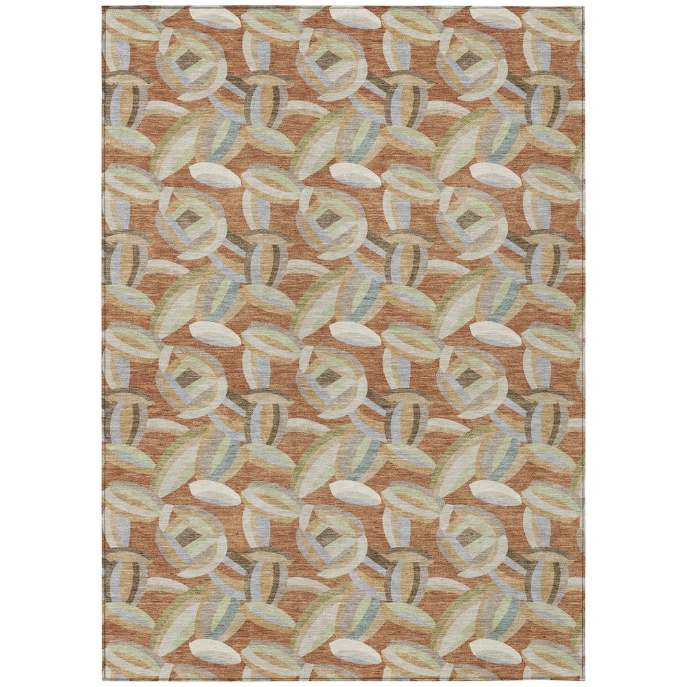 Machine Washable Indoor/Outdoor Chantille ACN2454 Orange 8' x 10' Rug. Picture 1