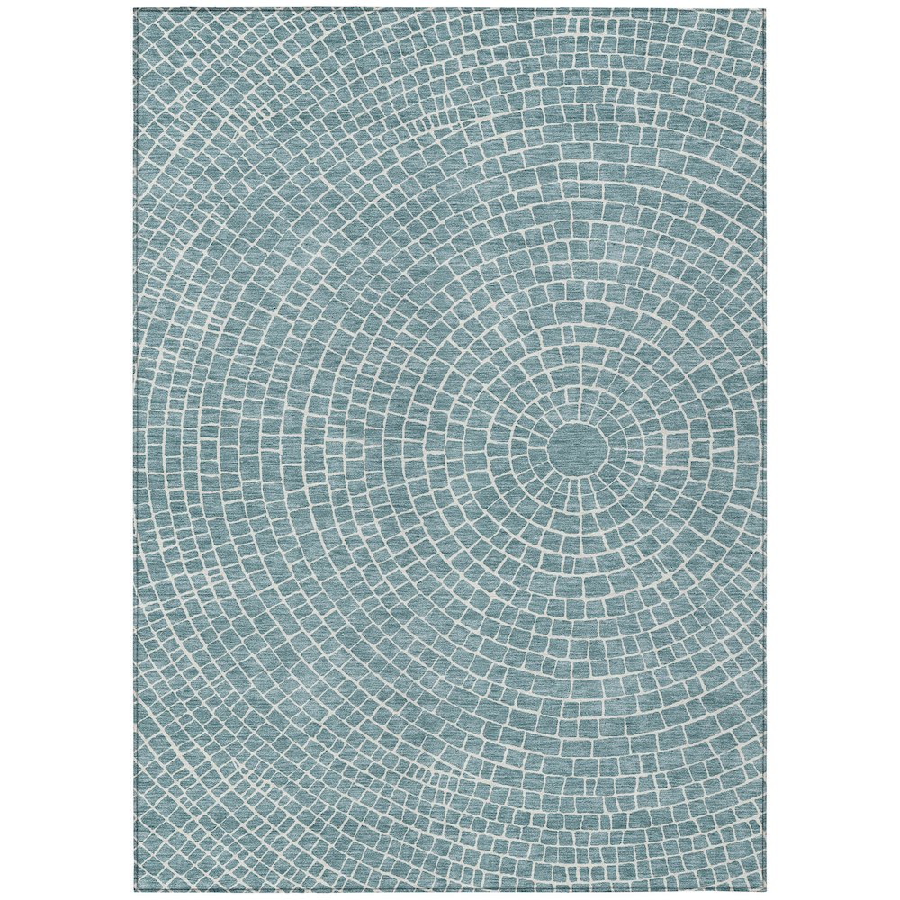 Machine Washable Indoor/Outdoor Chantille ACN2455 Teal 8' x 10' Rug. Picture 1