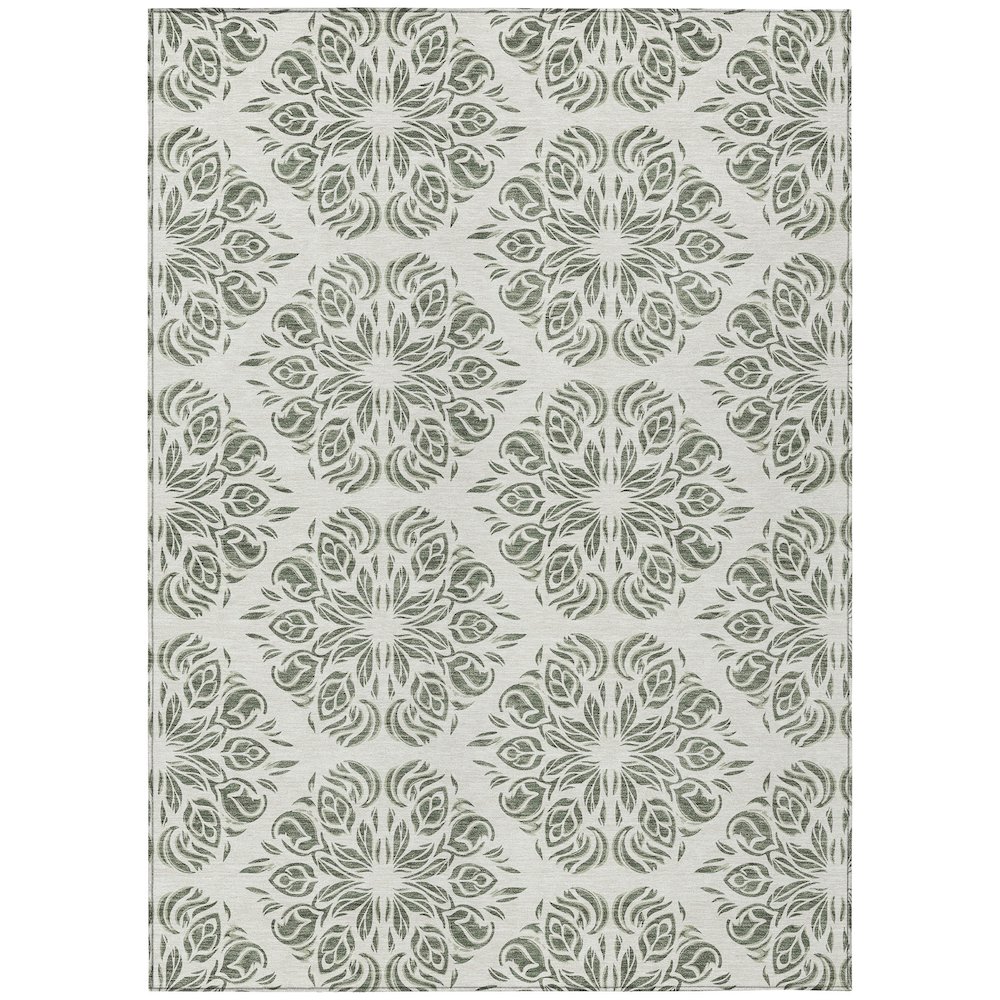 Machine Washable Indoor/Outdoor Chantille ACN2456 Green 8' x 10' Rug. Picture 1