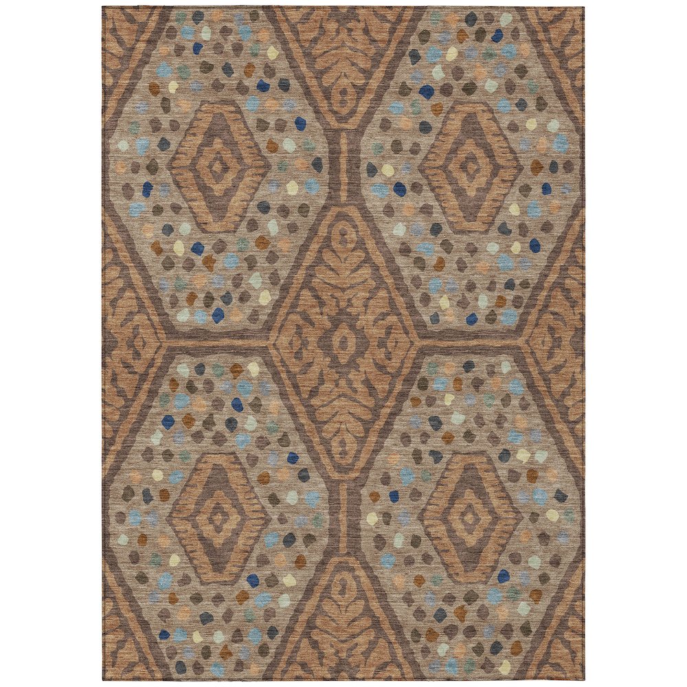 Machine Washable Indoor/Outdoor Chantille ACN2457 Orange 8' x 10' Rug. Picture 1