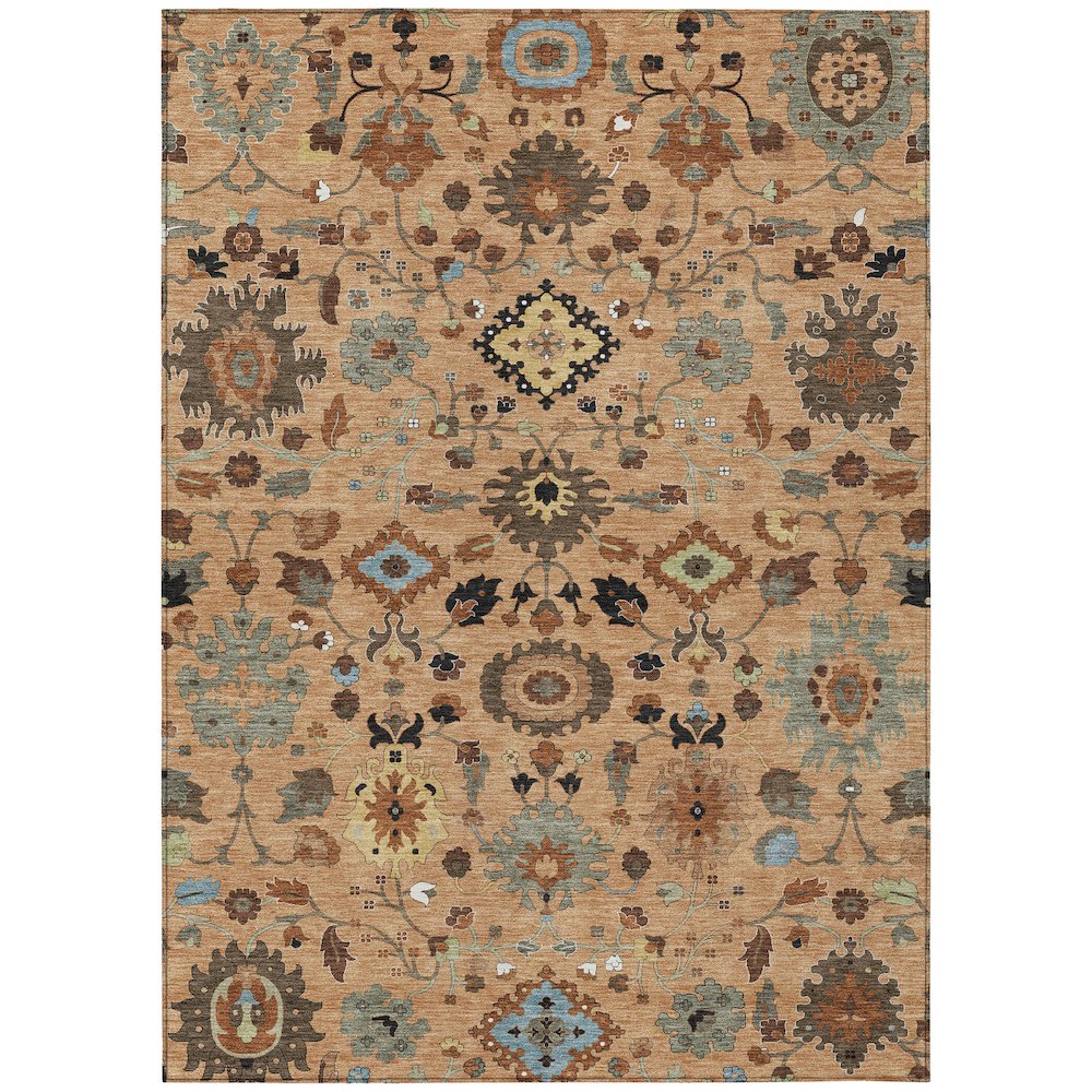 Machine Washable Indoor/Outdoor Chantille ACN2458 Orange 8' x 10' Rug. Picture 1