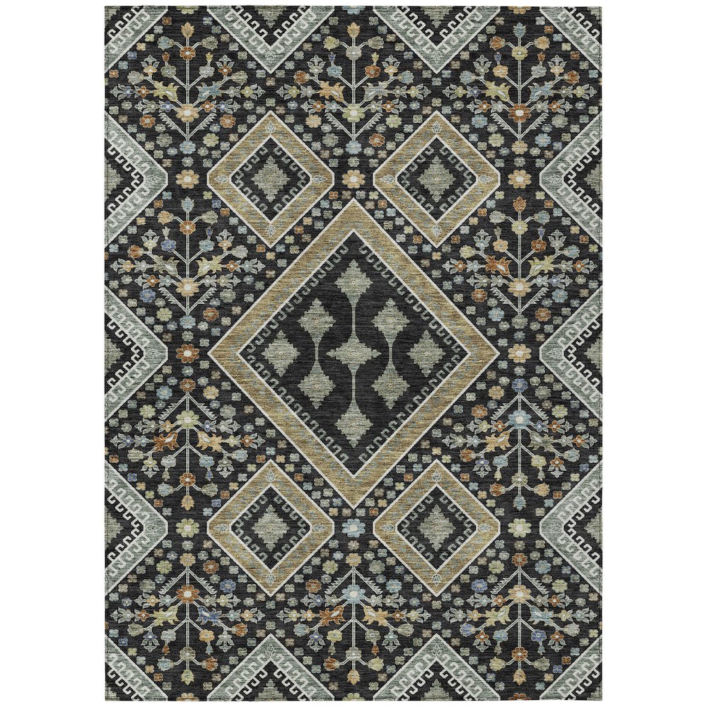 Machine Washable Indoor/Outdoor Chantille ACN2459 Black 8' x 10' Rug. Picture 1
