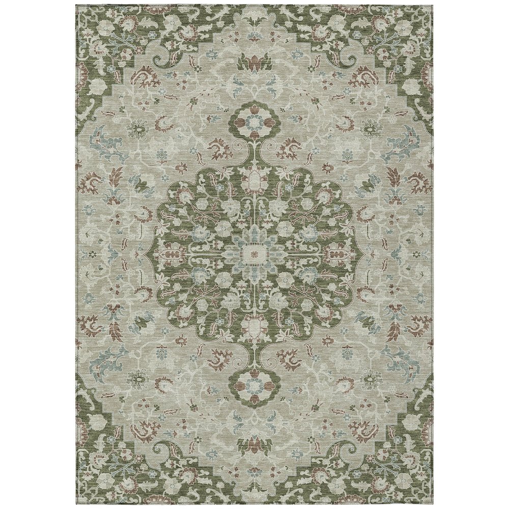 Machine Washable Indoor/Outdoor Chantille ACN2463 Green 8' x 10' Rug. Picture 1