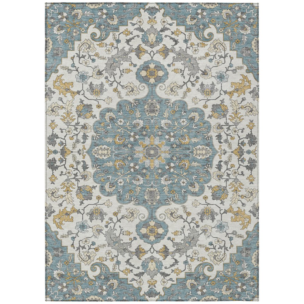 Machine Washable Indoor/Outdoor Chantille ACN2463 Teal 8' x 10' Rug. Picture 1