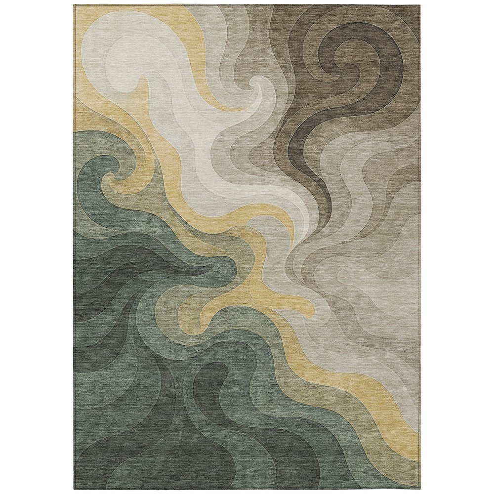 Machine Washable Indoor/Outdoor Chantille ACN2468 Green 8' x 10' Rug. Picture 1