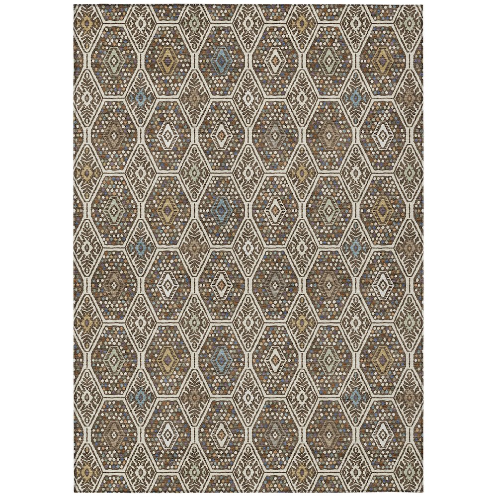 Machine Washable Indoor/Outdoor Chantille ACN2471 Brown 8' x 10' Rug. Picture 1