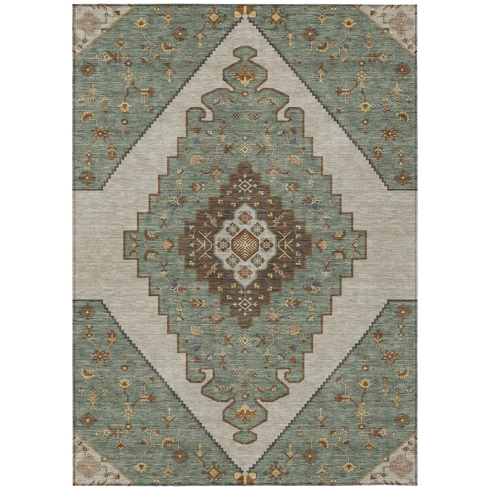 Machine Washable Indoor/Outdoor Chantille ACN2472 Green 8' x 10' Rug. Picture 1