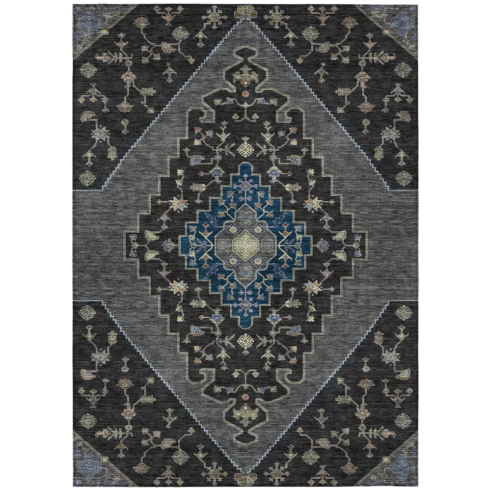 Machine Washable Indoor/Outdoor Chantille ACN2472 Black 8' x 10' Rug. Picture 1