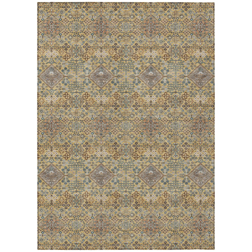 Machine Washable Indoor/Outdoor Chantille ACN2477 Gold 8' x 10' Rug. Picture 1
