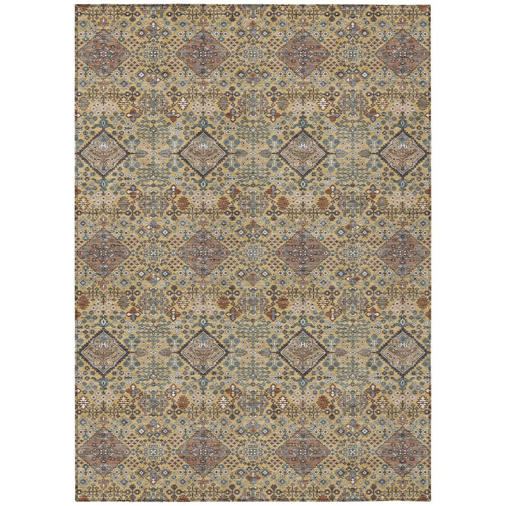 Machine Washable Indoor/Outdoor Chantille ACN2478 Gold 8' x 10' Rug. Picture 1