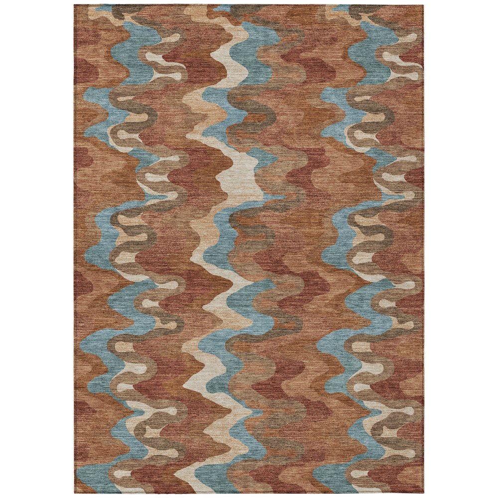 Machine Washable Indoor/Outdoor Chantille ACN2481 Orange 8' x 10' Rug. Picture 1