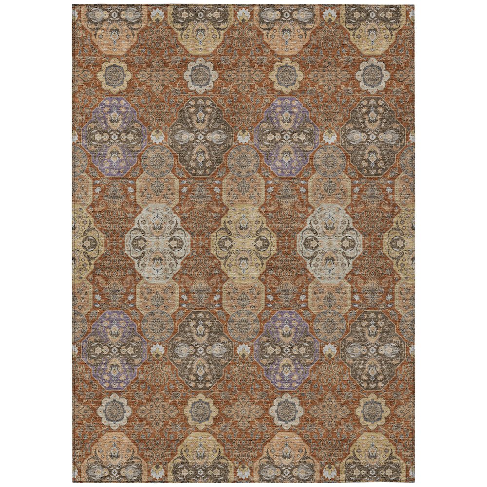 Machine Washable Indoor/Outdoor Chantille ACN2484 Orange 8' x 10' Rug. Picture 1