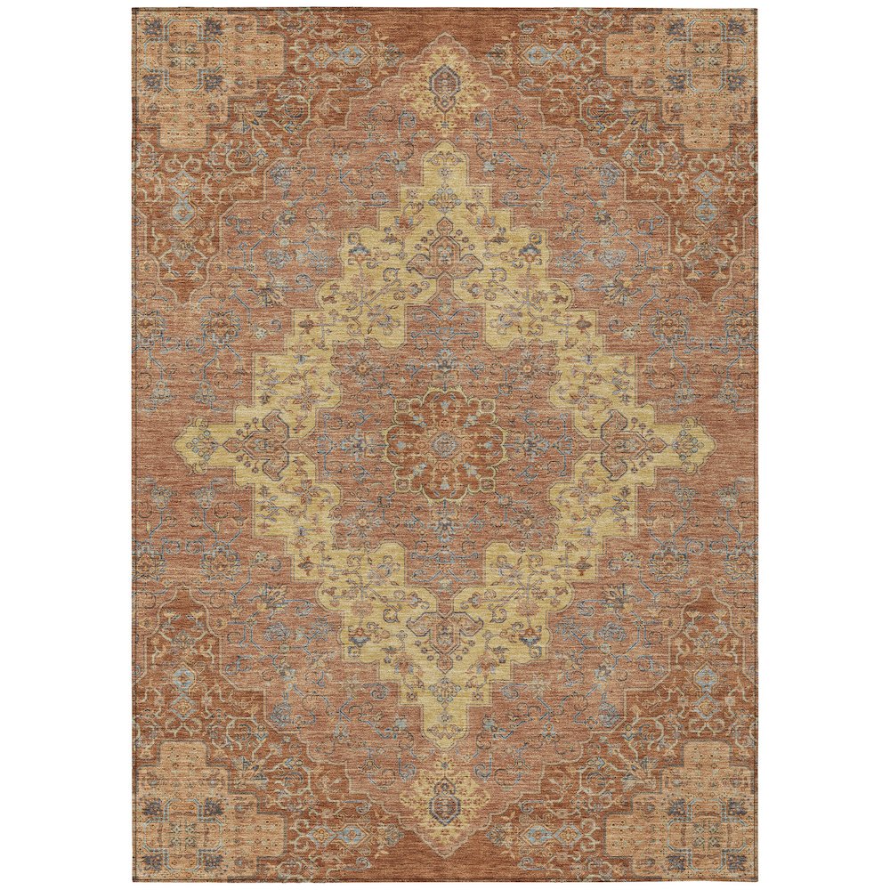 Machine Washable Indoor/Outdoor Chantille ACN2486 Orange 8' x 10' Rug. Picture 1
