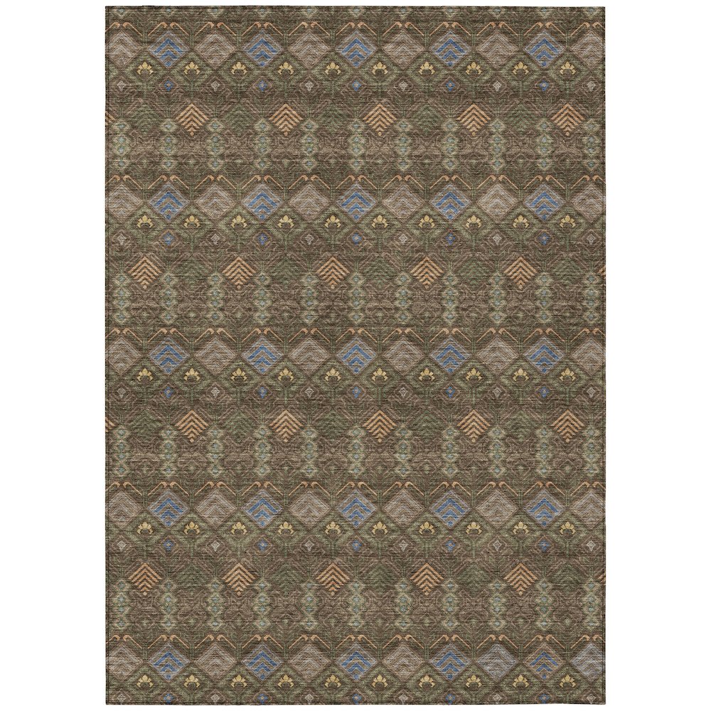 Machine Washable Indoor/Outdoor Chantille ACN2487 Brown 8' x 10' Rug. Picture 1