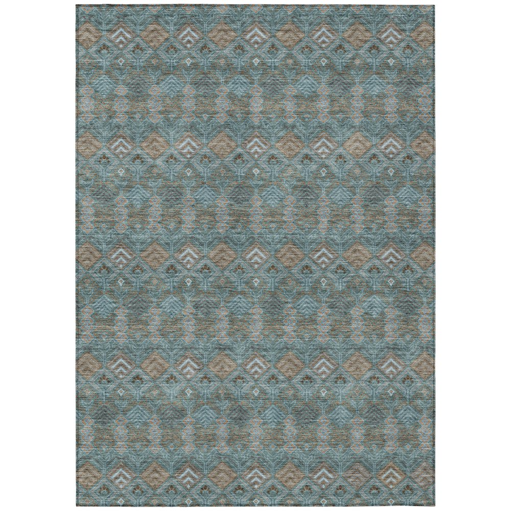 Machine Washable Indoor/Outdoor Chantille ACN2487 Teal 8' x 10' Rug. Picture 1