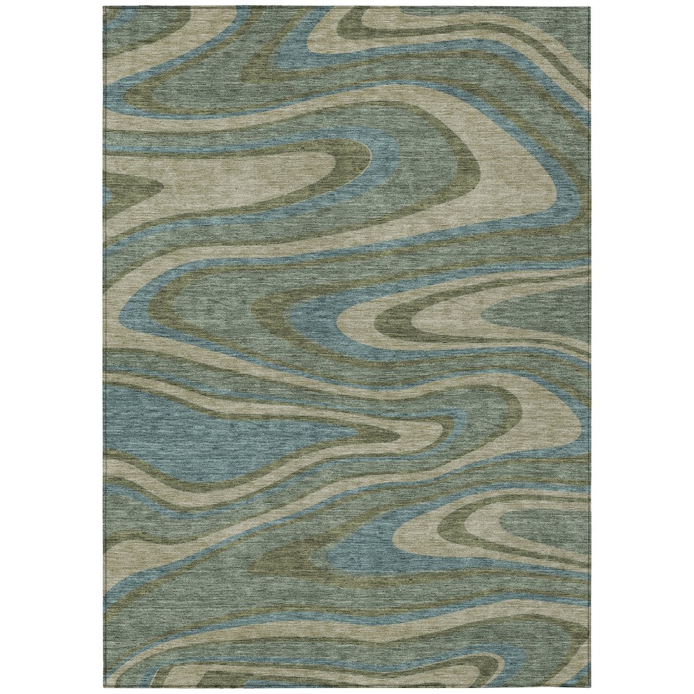 Machine Washable Indoor/Outdoor Chantille ACN2493 Green 8' x 10' Rug. Picture 1