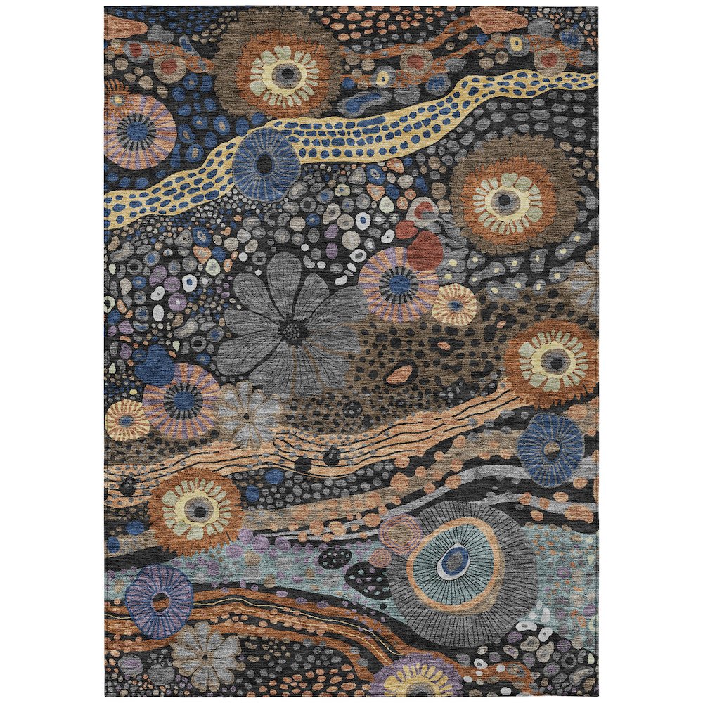 Machine Washable Indoor/Outdoor Chantille ACN2498 Black 8' x 10' Rug. Picture 1